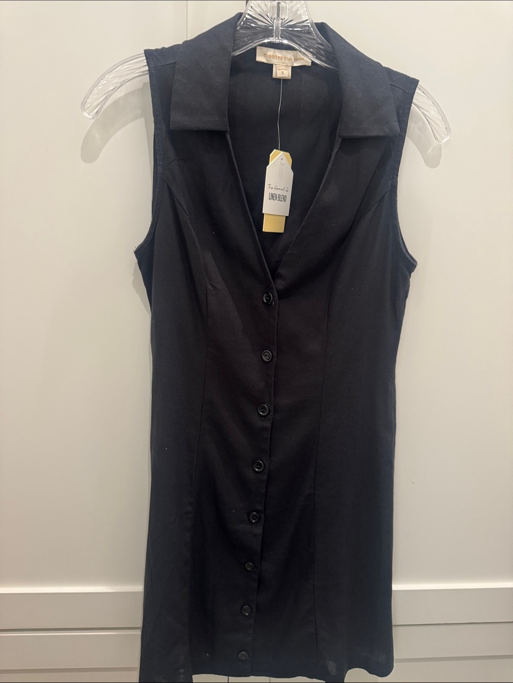 Monteau Black Sleeveless Button-Front Mini Dress
